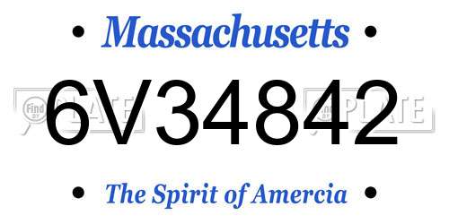 6V34842 Massachusetts License Plate