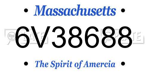 6V38688 Massachusetts License Plate