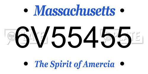 6V55455 Massachusetts License Plate