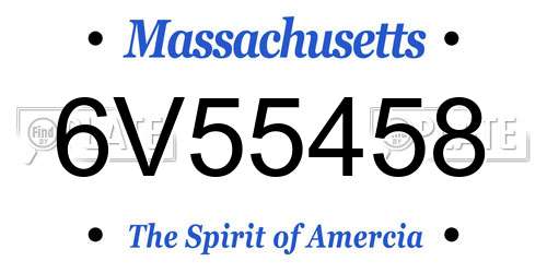 6V55458 Massachusetts License Plate
