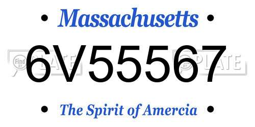6V55567 Massachusetts License Plate