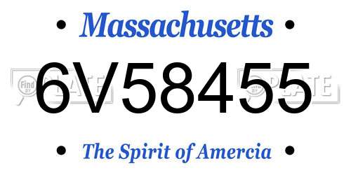 6V58455 Massachusetts License Plate
