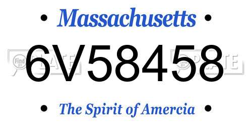 6V58458 Massachusetts License Plate