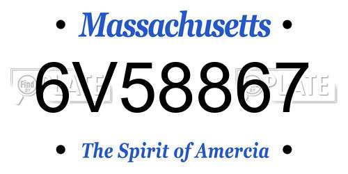 6V58867 Massachusetts License Plate
