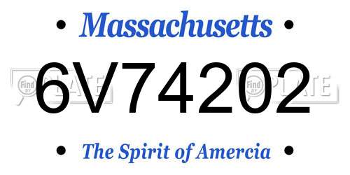 6V74202 Massachusetts License Plate