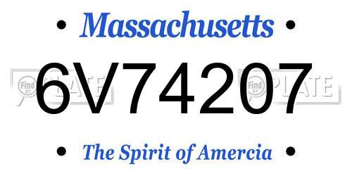6V74207 Massachusetts License Plate