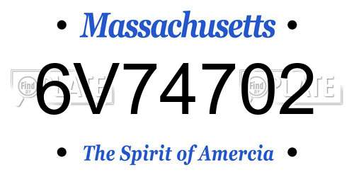 6V74702 Massachusetts License Plate