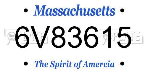 6V83615 Massachusetts License Plate