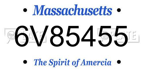 6V85455 Massachusetts License Plate