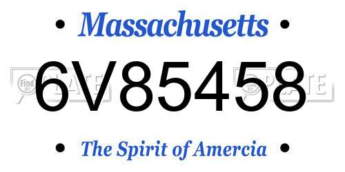 6V85458 Massachusetts License Plate