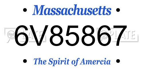 6V85867 Massachusetts License Plate