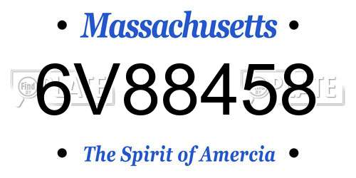 6V88458 Massachusetts License Plate