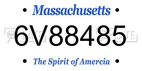 6V88485 Massachusetts License Plate
