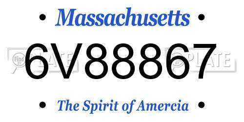 6V88867 Massachusetts License Plate