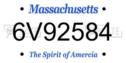 6V92584 Massachusetts License Plate