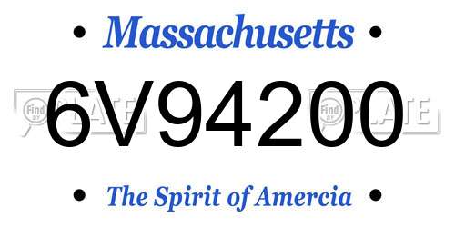 6V94200 Massachusetts License Plate