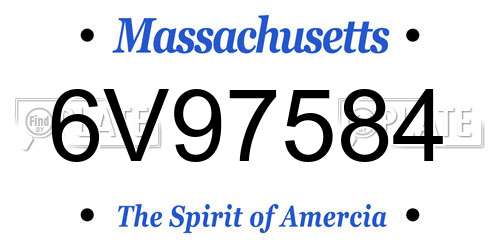 6V97584 Massachusetts License Plate