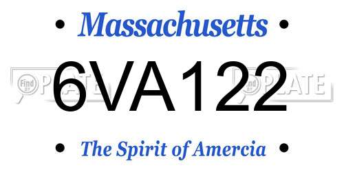 6VA122 Massachusetts License Plate