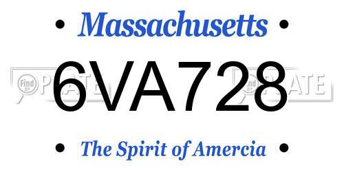 6VA728 Massachusetts License Plate