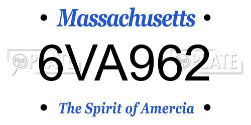 6VA962 Massachusetts License Plate
