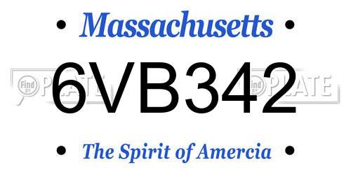 6VB342 Massachusetts License Plate