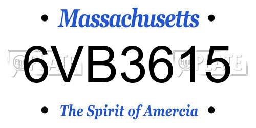 6VB3615 Massachusetts License Plate