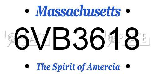 6VB3618 Massachusetts License Plate