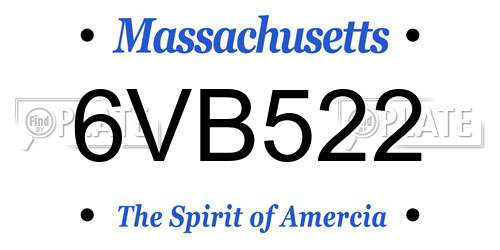 6VB522 Massachusetts License Plate