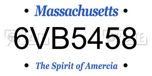 6VB5458 Massachusetts License Plate