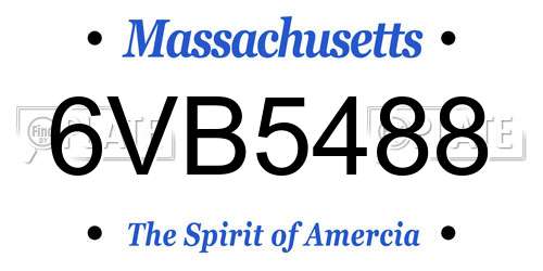 6VB5488 Massachusetts License Plate