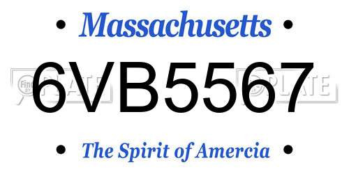 6VB5567 Massachusetts License Plate