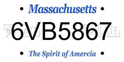 6VB5867 Massachusetts License Plate