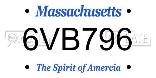 6VB796 Massachusetts License Plate