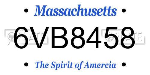 6VB8458 Massachusetts License Plate