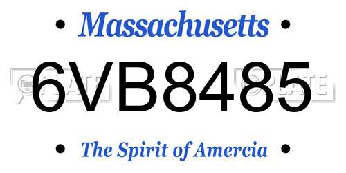 6VB8485 Massachusetts License Plate