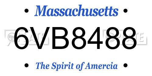 6VB8488 Massachusetts License Plate