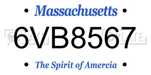 6VB8567 Massachusetts License Plate