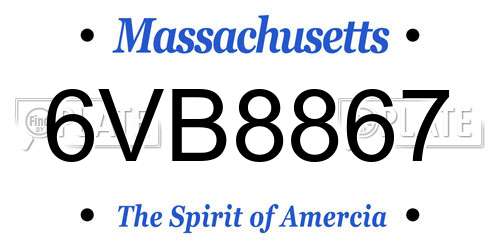 6VB8867 Massachusetts License Plate
