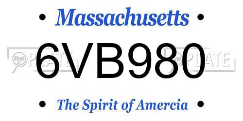 6VB980 Massachusetts License Plate