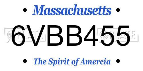 6VBB455 Massachusetts License Plate