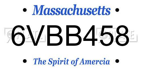 6VBB458 Massachusetts License Plate
