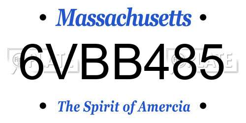 6VBB485 Massachusetts License Plate