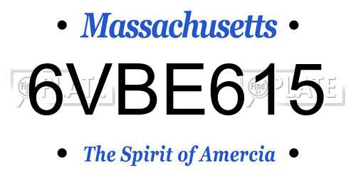 6VBE615 Massachusetts License Plate