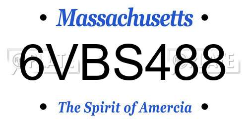 6VBS488 Massachusetts License Plate