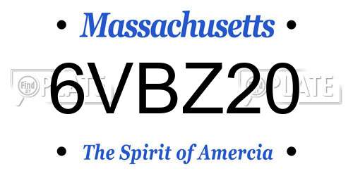 6VBZ20 Massachusetts License Plate