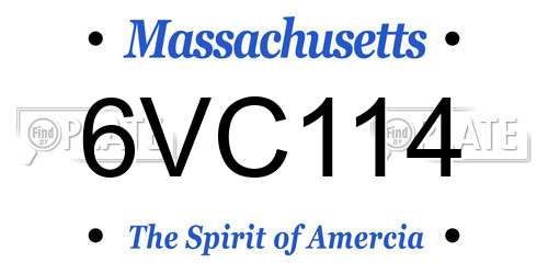 6VC114 Massachusetts License Plate
