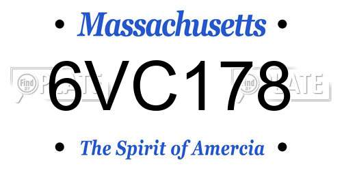 6VC178 Massachusetts License Plate