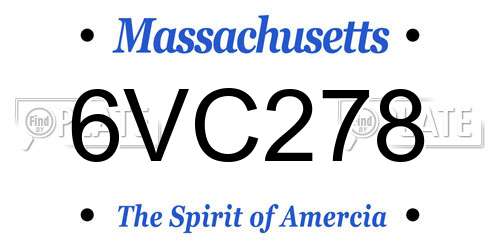 6VC278 Massachusetts License Plate