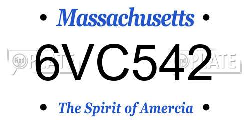 6VC542 Massachusetts License Plate