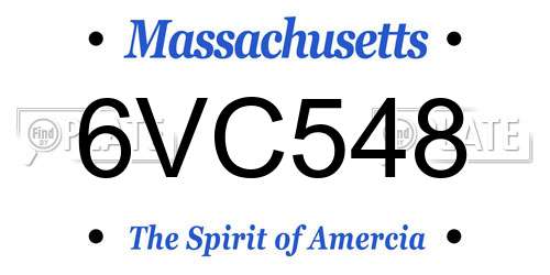 6VC548 Massachusetts License Plate